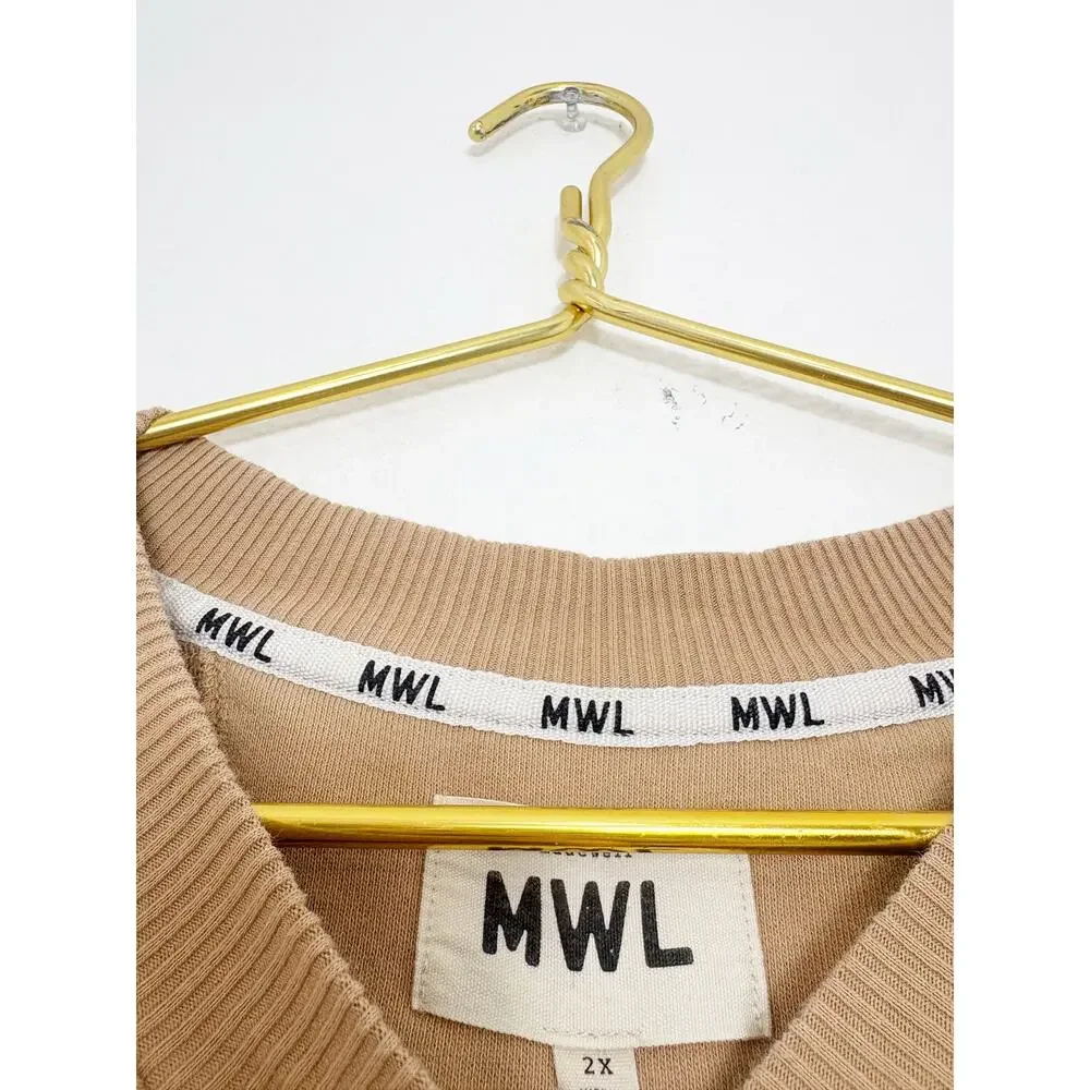 Madewell Terry Sweatshirt in Dot Daisy Size 2X Tan Sloucy Oversized Boho Lounge